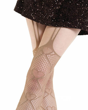 Heart Fishnet Suspender Tights