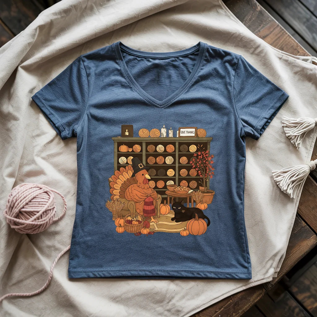 Knitting Turkey Lady V-neck