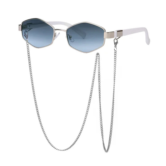 Hexagonal Sunglasses with Chain