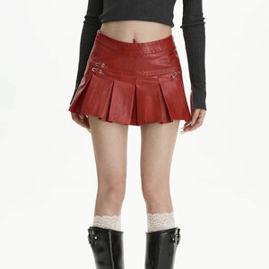 Leather Mini Skirt with Safety Pins
