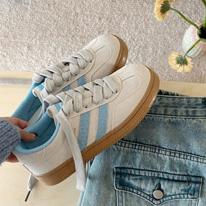 Light Grey & Blue Stripe Sneakers