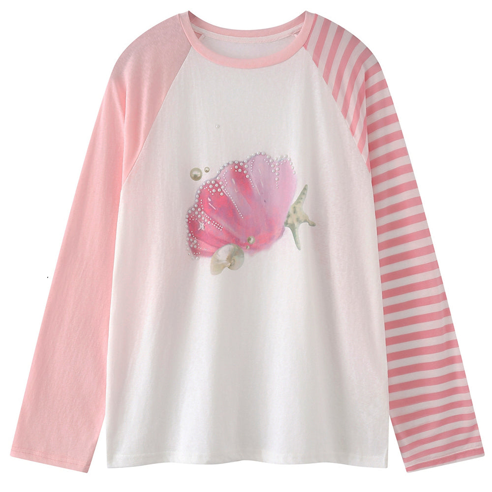 Mermaidcore Graphic Long Sleeve Top