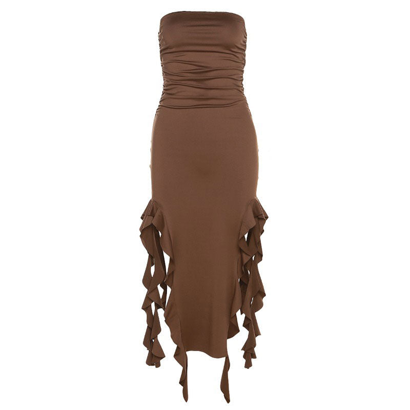Pure Flirting Ruffle Split Dress