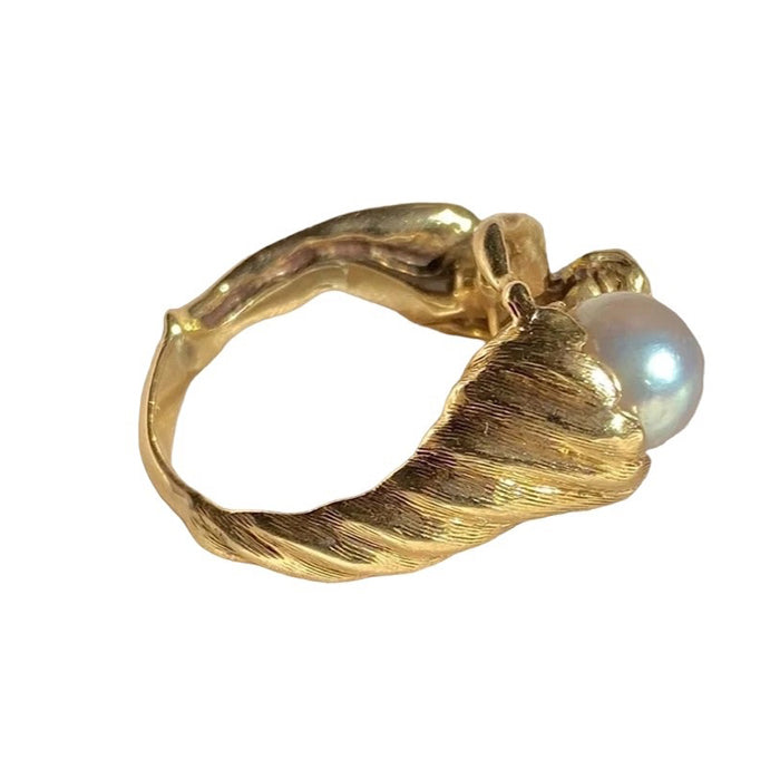 Minimalist Aesthetic Asymmetrical Pearl Ring