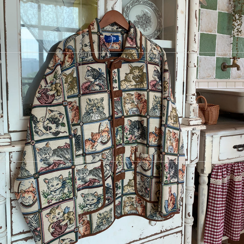 Oversized Cat Print Jacket