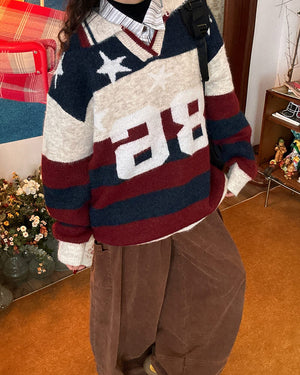 Oversized College Number Sweater