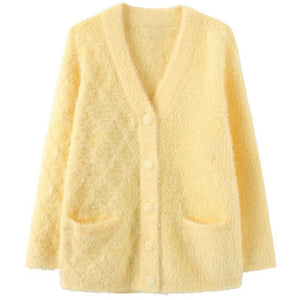 Pastel Yellow Fuzzy Cardigan