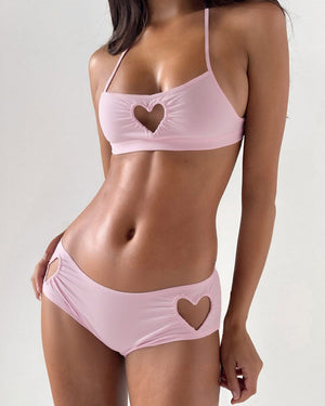 Pink Heart Cutout Lingerie Set