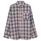 Pink and Green Plaid Button-Up Shirt
