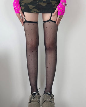 Polka Dot Suspender Tights