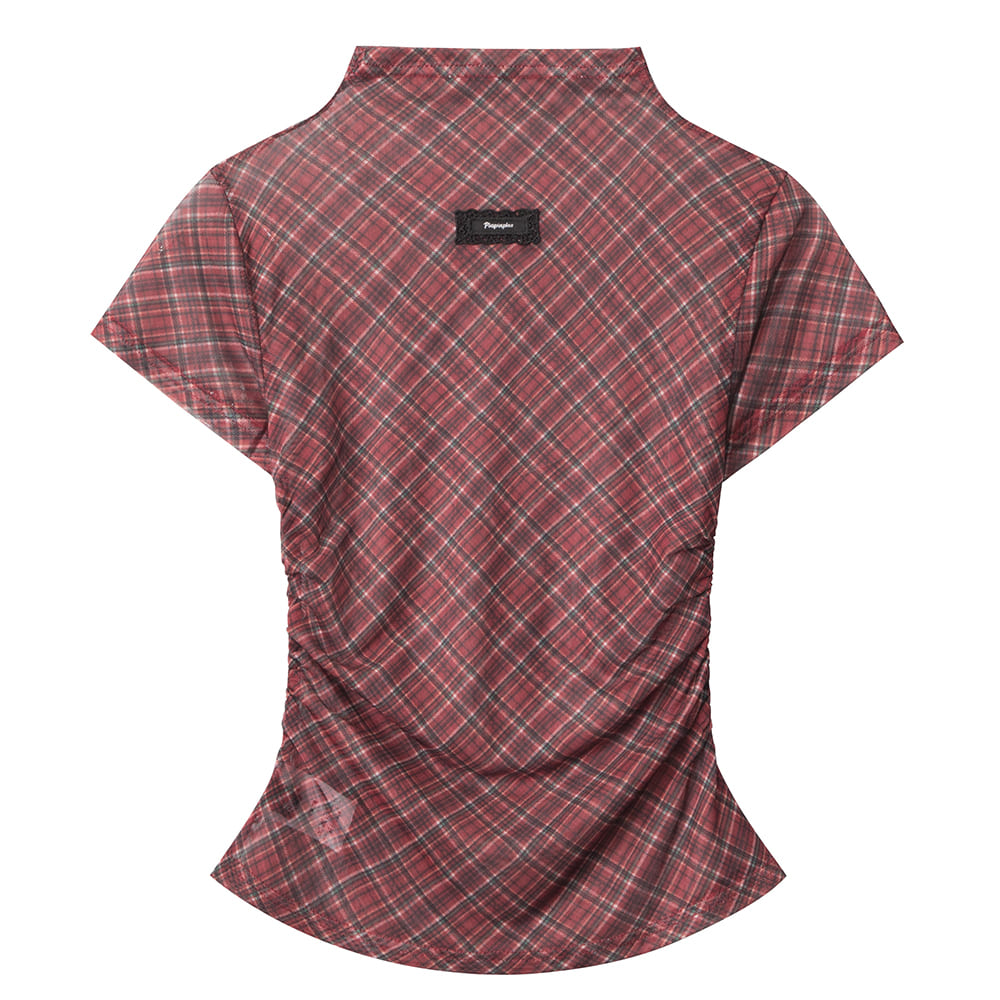 Preppy Plaid Mesh Top & Mini Skirt Set