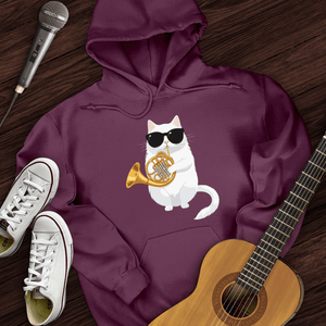 Cat Playing French Horn Hoodie