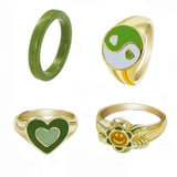 Sage Green Aesthetic Ring Set