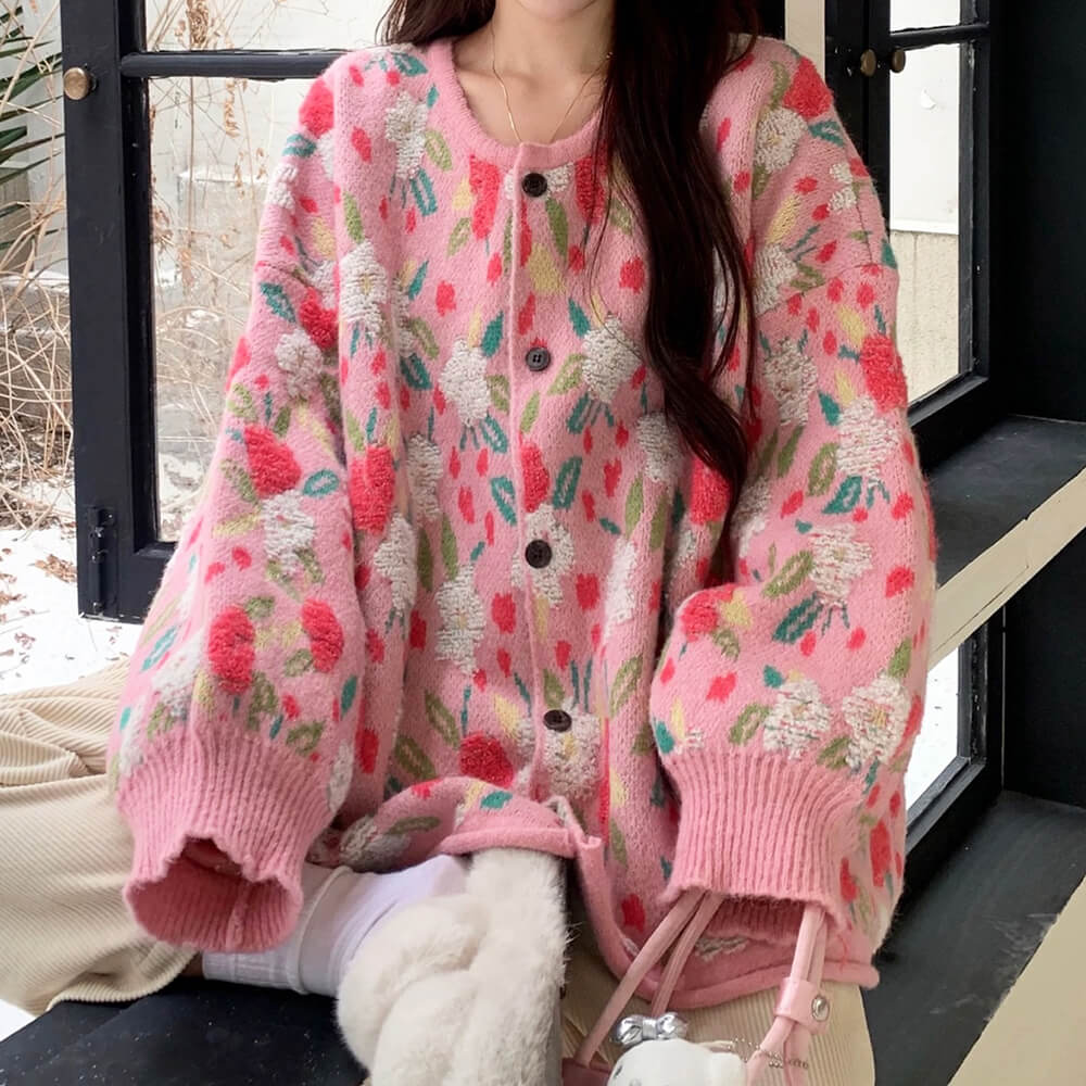 Soft Girl Floral Cardigan