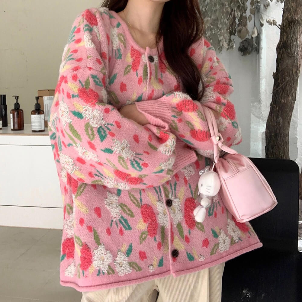 Soft Girl Floral Cardigan
