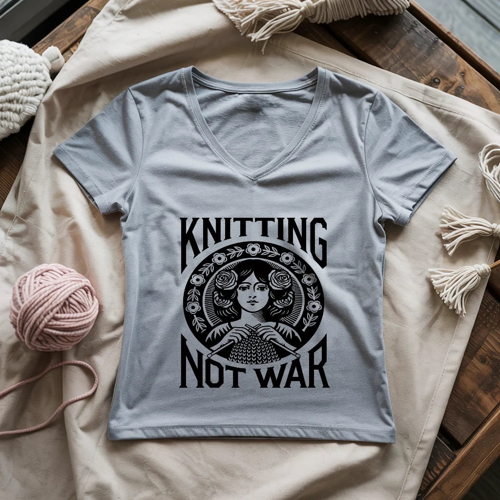 Knitting Not War Lady V-neck