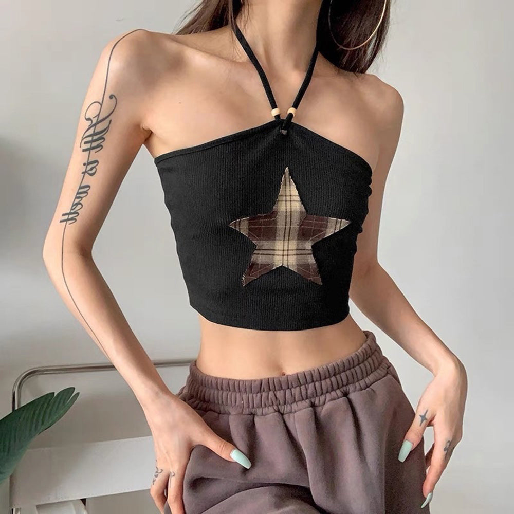 Star Patch Halter Crop Top