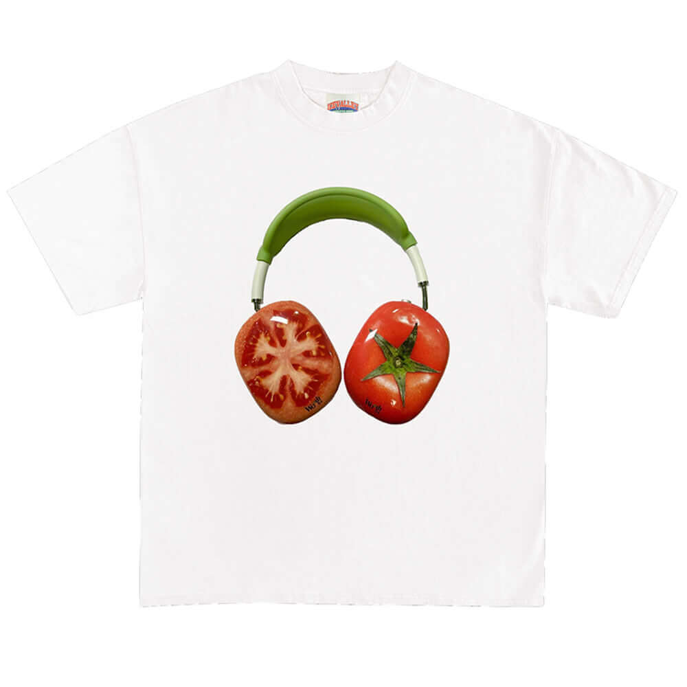 Tomato Headphones Graphic T-Shirt