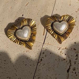 Vintage Pearl Heart Earrings