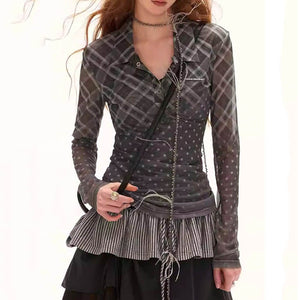 Y2K Plaid Fitted Shirt